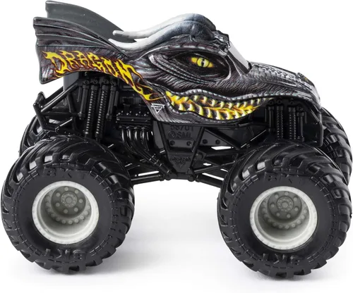 Vista 3 de Monster Jam Hot Wheels Dragón Escala 1:64, Gris