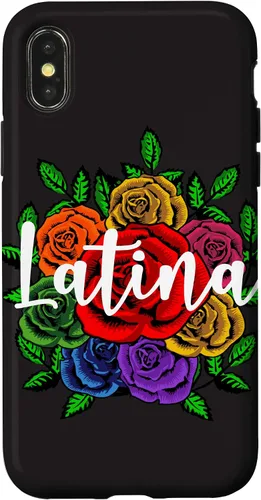 Vista 5 de iPhone 12 mini latina con patrón de rosas florales para mujeres mexicanas caso de regalo