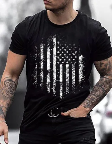 Vista 3 de Heralady Camisetas patrióticas de manga corta para hombre del 4 de julio 1776 con la bandera estadounidense de We The People