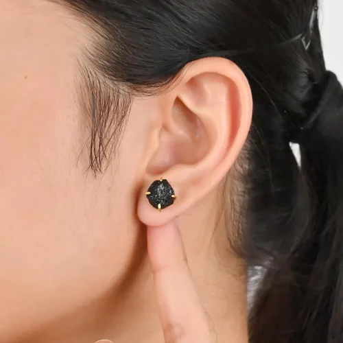 Vista 10 de Gempires Natural Raw Prong Setting Stud Earrings, 8-10 mm Crystals Earring, Handmade Jewelry, Gift for Her