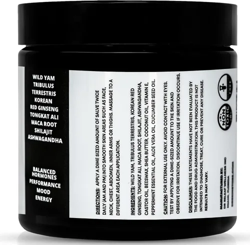 Vista 2 de Dr. Skin Crema orgánica de ñame silvestre para hombre para equilibrio hormonal, refuerzo en T natural con ginseng coreano y Tongkat Ali, Ashwagandha
