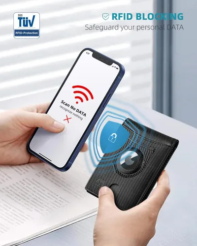 Vista 5 de Zitahli Carteras para hombre Airtag Holder Slim Rfid Cuero con Caja de Regalo