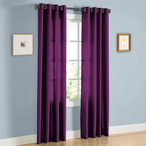 Vista 4 de J&V TEXTILES 2 paneles de cortinas de seda sintética con ojales sólidos para ventana, tratamiento en longitud de 84" (Beige)*