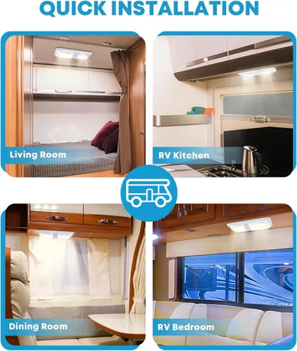 Vista 5 de Kohree Luces interiores de caravana, 5 unidades, luces LED de techo para caravana, luces de 12 V, lámpara de doble cúpula con interruptor