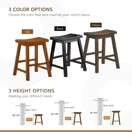 Vista 7 de Lexicon Saddleback - Juego de 2 taburetes de cocina de madera maciza, taburetes de cocina de altura para comedor, opciones de asiento de silla sin