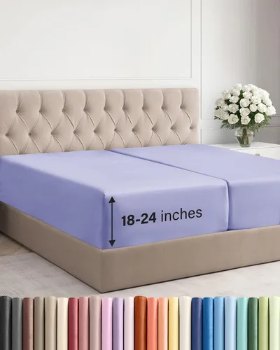 Vista 180 de Sábana bajera ajustable extra profunda Twin XL – Sábana bajera individual de lujo de hotel solamente – Se adapta fácilmente a colchones de 18 a 24