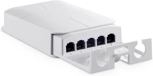 Vista 10 de MokerLink - Extensor PoE Gigabit de 4 puertos para exteriores, repetidor IEEE 802.3 af/at, 10/100/1000 Mbps, 1 en 3 salidas, interruptor de paso POE