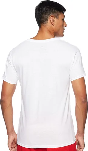 Vista 2 de Hanes Camiseta interior de algodón sin etiqueta con cuello en V para hombre, paquete múltiple