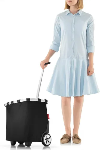 Vista 8 de reisenthel Carrycruiser Black - Carrito de compras portátil con marco de aluminio resistente, correa para el hombro y bolsa interior de malla Negro