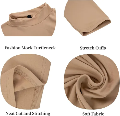 Vista 5 de Rela Bota Camisetas de moda para hombre, ropa interior térmica, camisetas de media manga corta de cuello alto, ajuste delgado, básicas