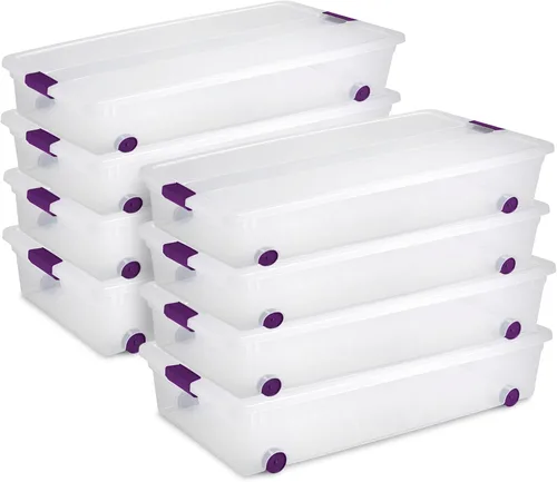 Vista 12 de Sterilite ClearView - Paquete de 4 cajas de cierre ClearView de 60 cuartos de galón, contenedores organizadores con ruedas con tapas de pestillo