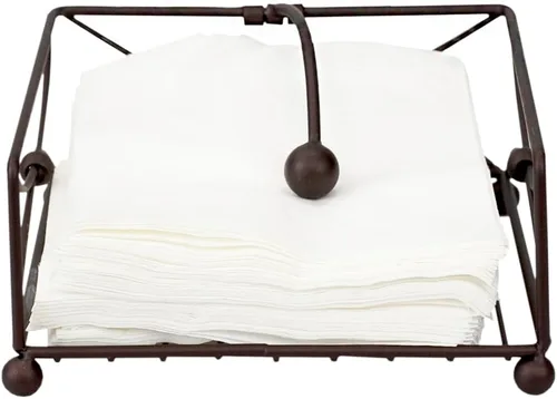 Vista 2 de Home Basics Arbor Collection - Servilletero rústico plano de acero con brazo giratorio pesado, dispensador de almacenamiento para encimera