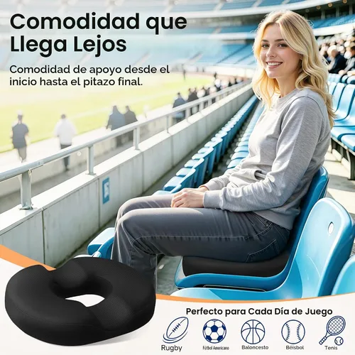 Vista 8 de Cojín de Asiento para Hemorroides en Forma de Dona Negro