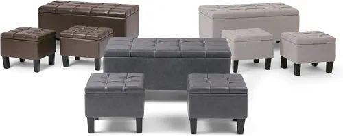 Vista 11 de SIMPLIHOME Gabbie - Otomana de almacenamiento de piel vegana de 36 pulgadas de ancho, color marrón