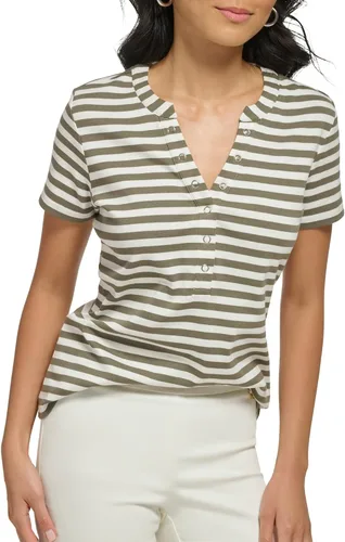 Vista 4 de Calvin Klein Cuello redondo y manga corta a rayas para mujer