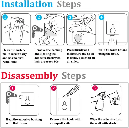 Vista 5 de Jekoo Ganchos adhesivos, ganchos para toallas, gancho de pared resistente para colgar con acero inoxidable SUS304 para ducha, baño, cocina, oficina