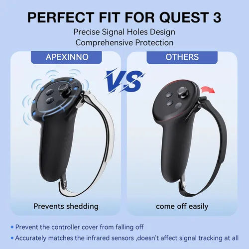Vista 3 de APEXINNO VR Controller Grips Cover for Meta Quest 3 Accessories, Silicone Hand Grips Skin Protector for Oculus Quest 3 Controllers, with Adjustable
