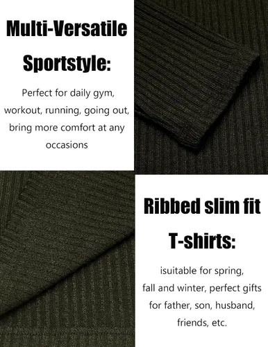 Vista 5 de COOFANDY Paquete de 2 camisetas musculares para hombre, elásticas, de manga larga, para gimnasio, entrenamiento, fisicoculturismo, camisetas