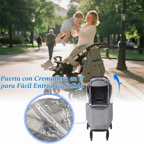 Vista 3 de Tiiyee - Funda de lluvia para cochecito, protector universal de viaje para bebé