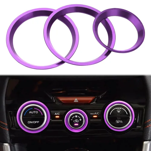 Vista 9 de Cubierta de anillo exterior de perilla de control de clima de CA, ajuste de interruptor de aire acondicionado compatible con Subaru Forester Rosado