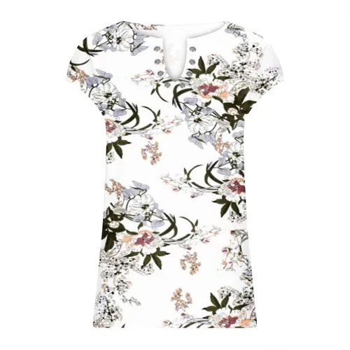 Vista 5 de Ceboyel Camiseta casual a rayas para mujer, manga casquillo, cuello en V, camiseta casual, trajes de vacaciones de verano 2023