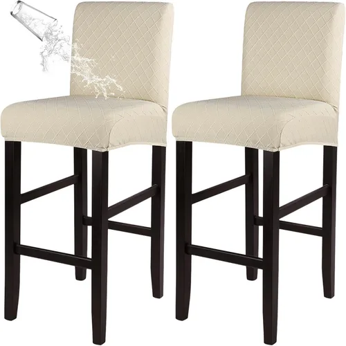 Vista 18 de SearchI Juego de 2 fundas para taburetes de bar, fundas de asiento de taburete elásticas y lavables, fundas para sillas de altura de mostrador