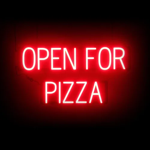 Vista 15 de SpellBrite Cartel PIZZA Letrero relacionado con pizza con aspecto de neón, fuente de luz LED azul 17.6 x 6.3 pulgadas Ultra-Bright