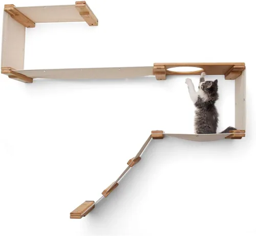 Vista 3 de CatastrophiCreations Play - Hamaca para gatos y centro de actividades de escalada - Árbol de gato montado en la pared