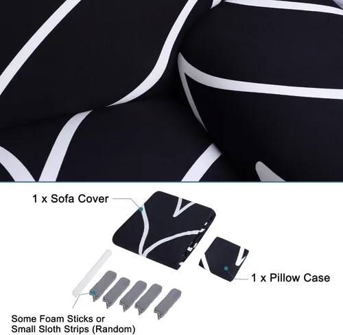 Vista 6 de uxcell Funda elástica para sofá de dos plazas, funda de sofá biplaza para sala de estar, muebles universales con una funda de almohada