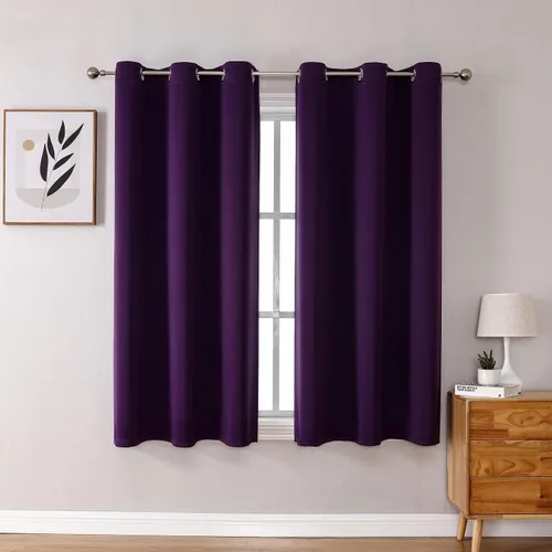 Vista 145 de ChrisDowa - Cortinas cortas para ventana de 40 pulgadas para dormitorio - Cortinas cortas con ojales y aislamiento térmico para oscurecer