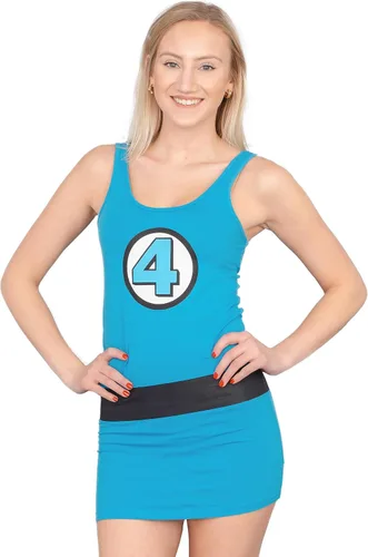 Vista 4 de Fantástico vestido de túnica de traje de mujer azul 4 invisible