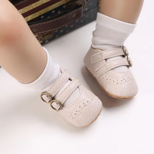 Vista 3 de Mary Jane - Zapatos planos de vestir para bebé, zapatos para recién nacidos, antideslizantes, de piel sintética, para fiesta, escuela, boda
