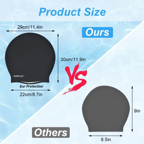 Vista 2 de 2 PCS Swimming Cap for Long Hair, Extra Large Swimming Caps for Women & Men, Silicone Adult Swim Cap, Waterproof Swimming Hat for Dreadlocks