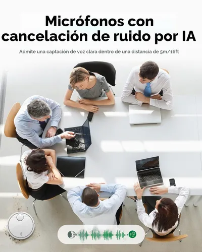 Vista 3 de Cámara web de conferencia con IA 4K con micrófonos altavoces, certificado