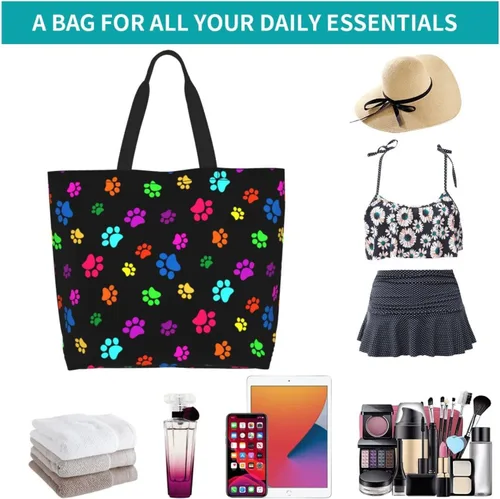Vista 6 de Bolsa de mano para mujer, bolsa de playa grande, reutilizable, bolsa de comestibles, bolsa de hombro casual, bolsa de mano para compras, viajes