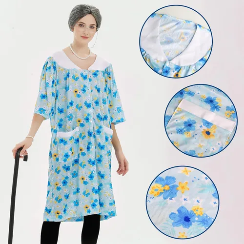Vista 3 de Old Lady Costume for Women Kids,8Pcs Grandma Cosplay Set for 100th Day of School Granny Costumes Halloween Accessories