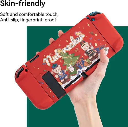 Vista 4 de GeekShare Funda protectora delgada compatible con Nintendo Switch y Joy-Con - Absorción de golpes y antiarañazos - Muñeca de Navidad