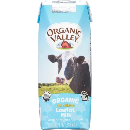 Vista 2 de Organic Valley, Cajas de leche, 1% de leche estable, aperitivos saludables, 8 onzas líquidas (paquete de 24)