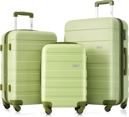 Vista 157 de Merax 3 piezas expandible ABS Hardshell equipaje Sets Spinner Wheel Maleta TSA Lock Suit Case, Apertura frontal negra, Juego de 2 piezas, Maleta