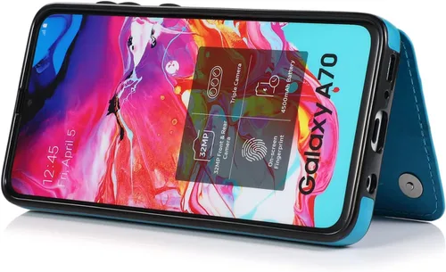 Vista 6 de Funda de teléfono para Samsung Galaxy A70 A70S con protector de pantalla de vidrio templado y tarjetero con soporte para tarjetero, soporte