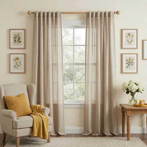 Vista 65 de MYSKY HOME Cortinas naturales de puerta francesa para ventana de puerta, 40 pulgadas de largo, cortas, semitransparentes, filtrantes de luz