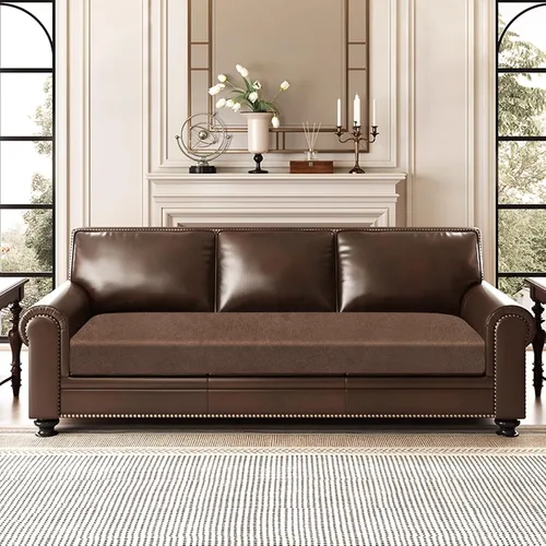 Vista 2 de ANARACHON Fundas de cojín de sofá con aspecto de cuero, juego de fundas de asiento de sofá, protector de muebles para sillón seccional, sofá biplaza