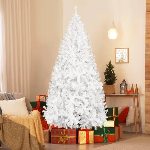 Vista 5 de Bonnlo - Pino de Navidad artificial, sin luces, blanco, de 5 pies, árbol de Navidad pequeño, decoración para fiesta, base de metal resistente