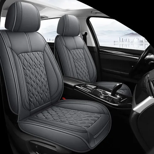 Vista 12 de Pariitadin Fundas de Cuero para Asientos de Automóvil Par Delantero, Impermeables, Transpirables, de Piel Sintética, Fundas de Asiento para B-Negro