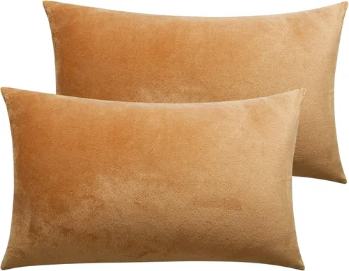 Vista 9 de NTBAY Fundas de almohada de terciopelo con cremallera, paquete de 2 fundas de almohada de viaje de franela de lujo, 13 x 18 pulgadas, color negro