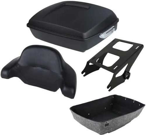 Vista 35 de XFMT Maleta negra mate cortada de 10.7 pulgadas con pestillo para Harley Trunk Touring Road King Street Glide Road Glide Electra Glide 2014-2025