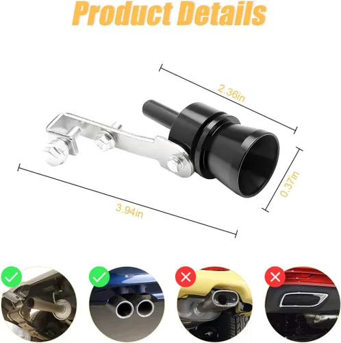 Vista 2 de 2 piezas de simulador de silbato de sonido turbo, resonador de válvula de soplado de aleación de aluminio para escape de auto, silbato de cola