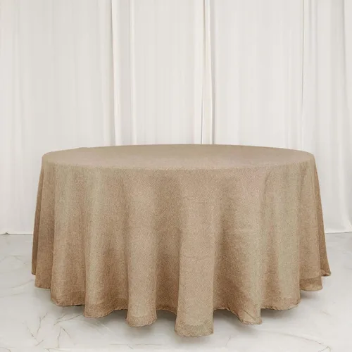 Vista 17 de Efavormart Mantel Redondo de Arpillera Sintética de Yute Natural de 90 Pulgadas - Cubierta de Mesa Rústica Boho Chic Estilo Granja para Navidad