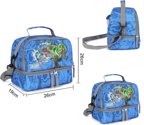 Vista 7 de Tilami Mochila rodante de 18 pulgadas con doble asa con bolsa de almuerzo con ruedas para niños