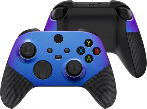 Vista 9 de eXtremeRate ASR versión Performance - Empuñaduras laterales de goma para Xbox Series X S, Chameleon Purple Blue Rediseñed Grip Handle Face Plate